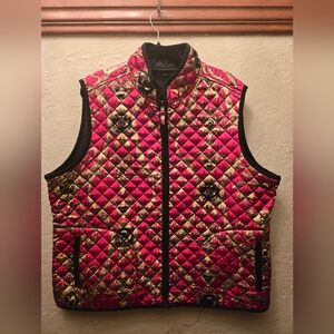 Quilted Baroque Print Vest | Reversible Black | Y2K Statement Puffer Vest